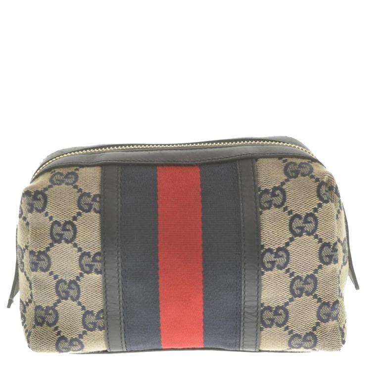 Pre Owned Gucci Beige/Brown GG Canvas Vintage Pouch