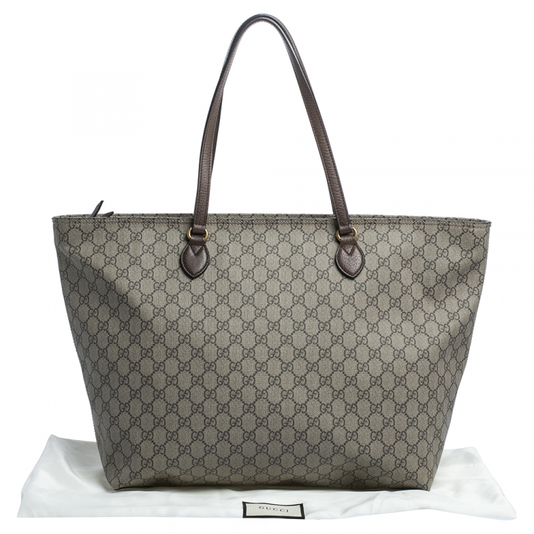 Pre Owned Gucci  Beige/Brown GG Supreme Canvas and Leather Medium Ophidia Tote
