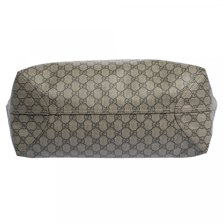 Pre Owned Gucci  Beige/Brown GG Supreme Canvas and Leather Medium Ophidia Tote