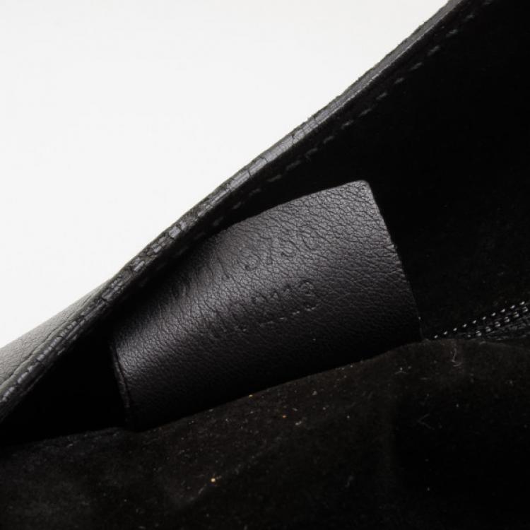 Pre Owned Gucci Black Leather Top Handle Drawstring Bag