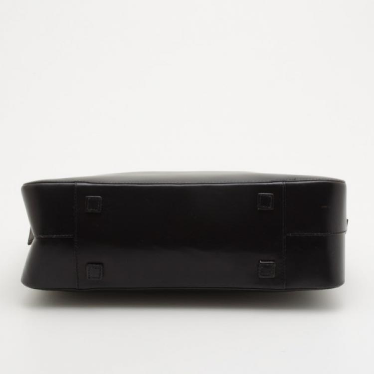 Pre Owned Gucci Black Leather Bamboo Top Handle Boston Bag