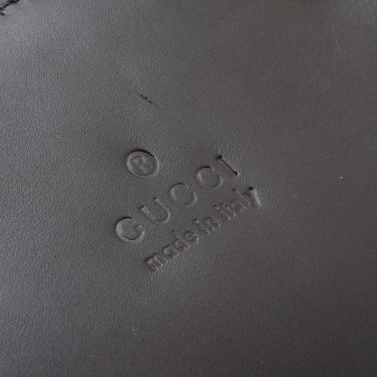 Pre Owned Gucci Black Leather Bamboo Top Handle Boston Bag