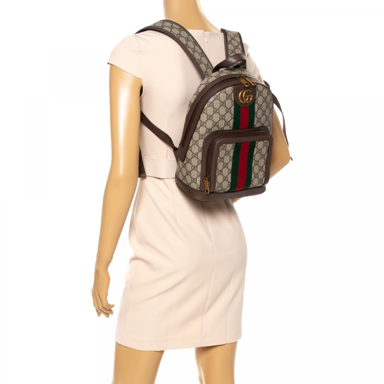 Gucci Beige/Ebony GG Canvas and Leather Small Ophidia Backpack TLC