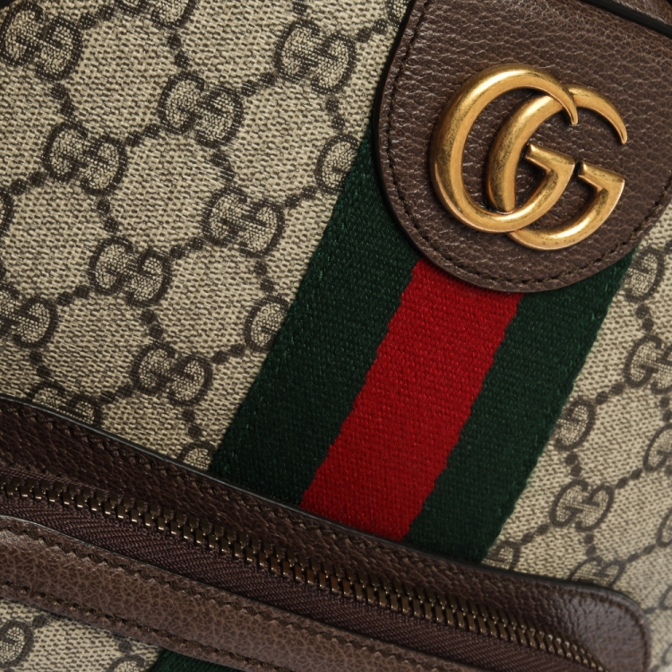 Pre Owned Gucci Beige/Ebony GG Supreme Canvas and Leather Small Ophidia Backpack