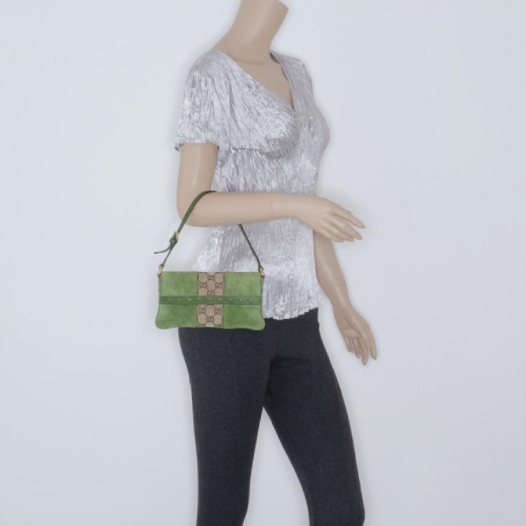 Gucci Vintage Floral Leather Mini Shoulder Bag Pochette Off White