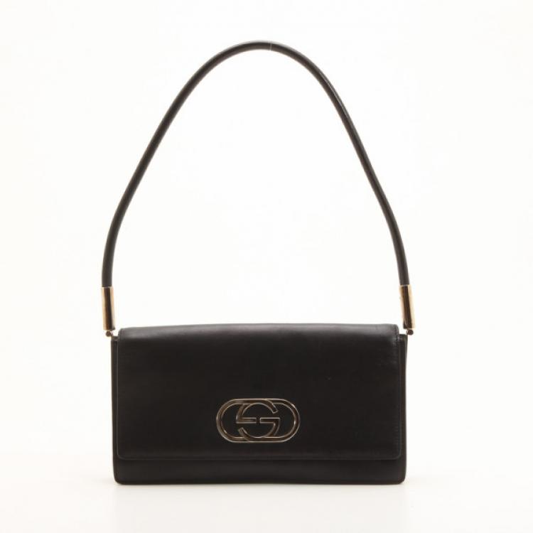 GUCCI Vintage Black Smooth Leather Shoulder Bag – ClosetsNYC