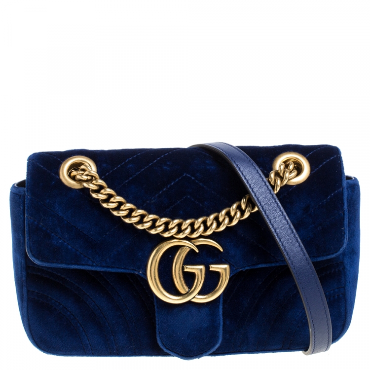 gucci handbag blue velvet