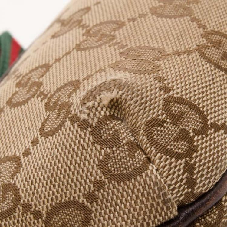 Pre Owned Gucci Brown Monogram GG Wristlet