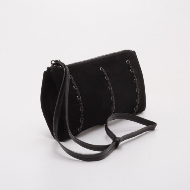 Pre Owned Gucci Black Suede Wristlet
