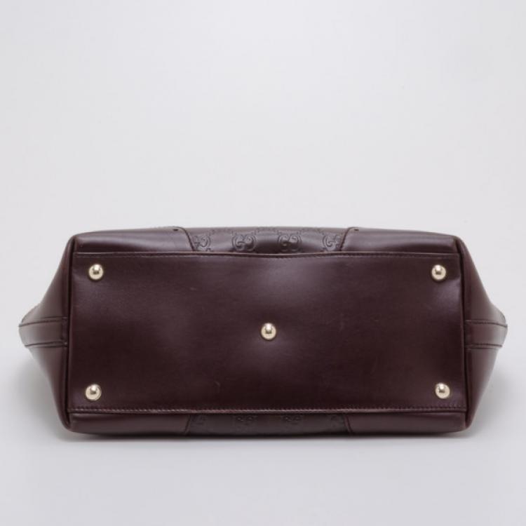 Pre Owned Gucci Guccissima Large Punch Tote Chocolate Brown