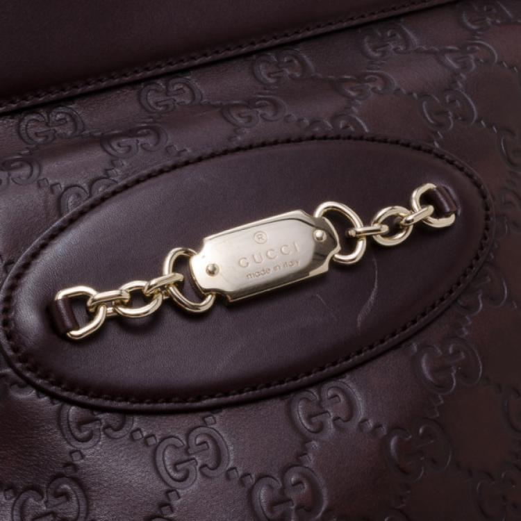 Pre Owned Gucci Guccissima Large Punch Tote Chocolate Brown