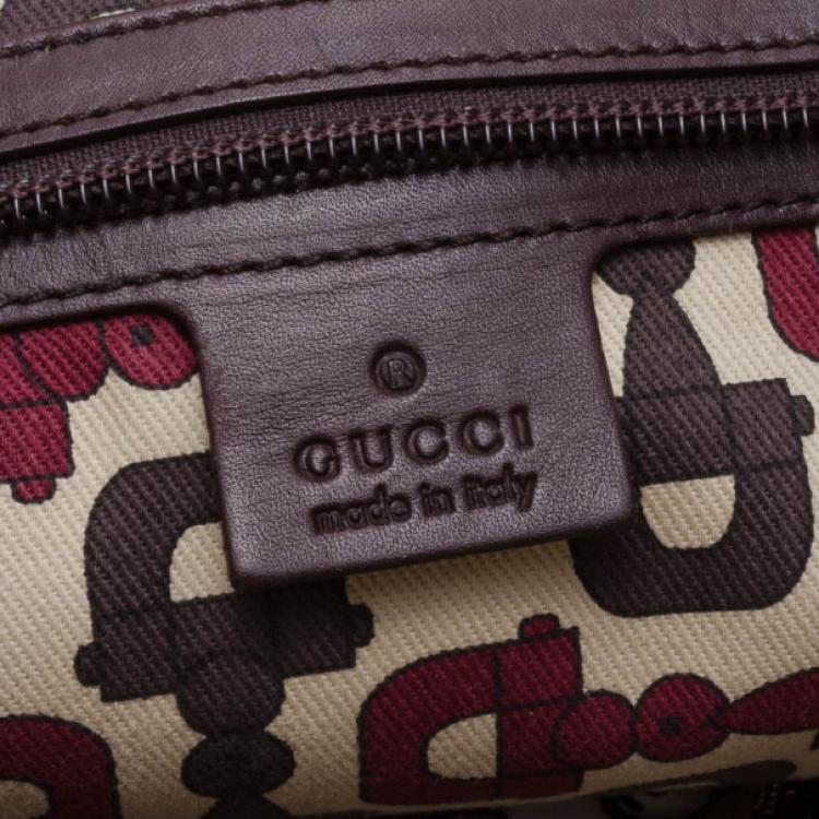 Pre Owned Gucci Guccissima Large Punch Tote Chocolate Brown