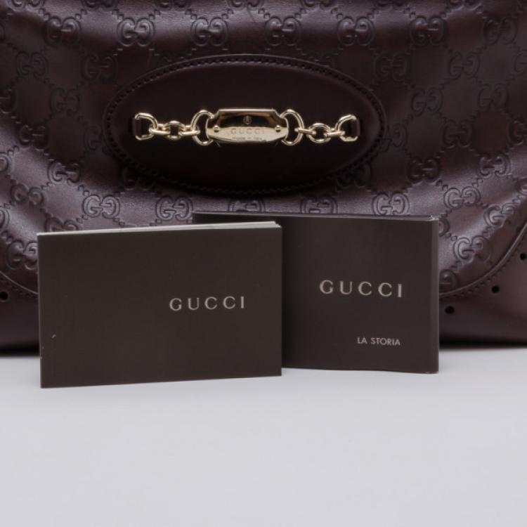 Pre Owned Gucci Guccissima Large Punch Tote Chocolate Brown