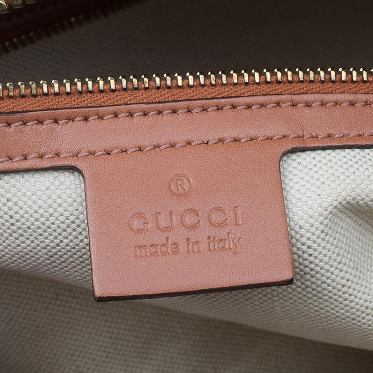 Pre Owned Gucci Beige Monogram Canvas Small Heart Bit Top Handle Bag