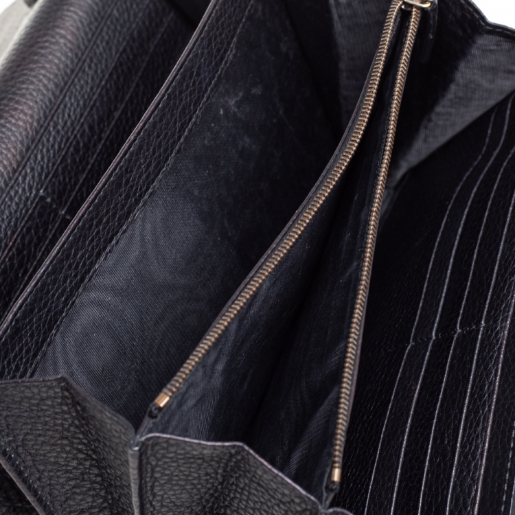 Pre Owned Gucci Black Leather GG Marmont Wallet on Chain