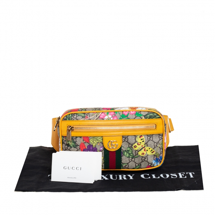 Pre Owned Gucci Multicolor Flora GG Supreme Coated Canvas and Leather Ophidia Belt Bag