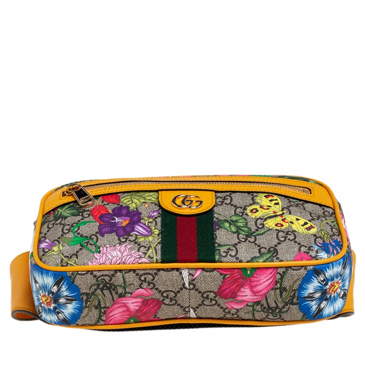 Pre Owned Gucci Multicolor Flora GG Supreme Coated Canvas and Leather Ophidia Belt Bag
