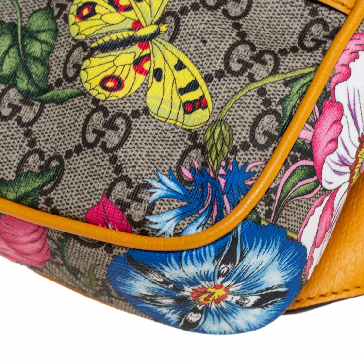 Pre Owned Gucci Multicolor Flora GG Supreme Coated Canvas and Leather Ophidia Belt Bag