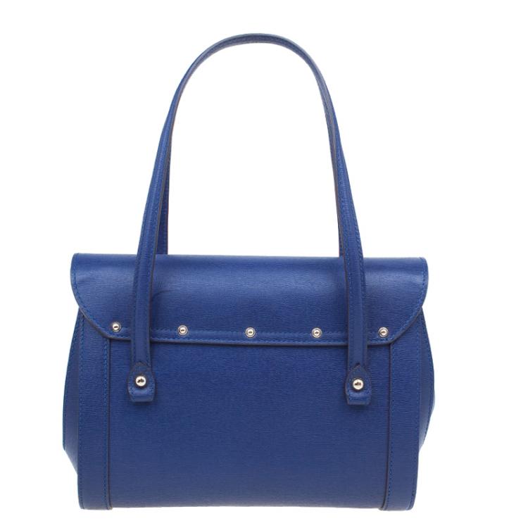 مملوكة مسبقًا Gucci Blue Leather Small Bamboo Top Handle Bag