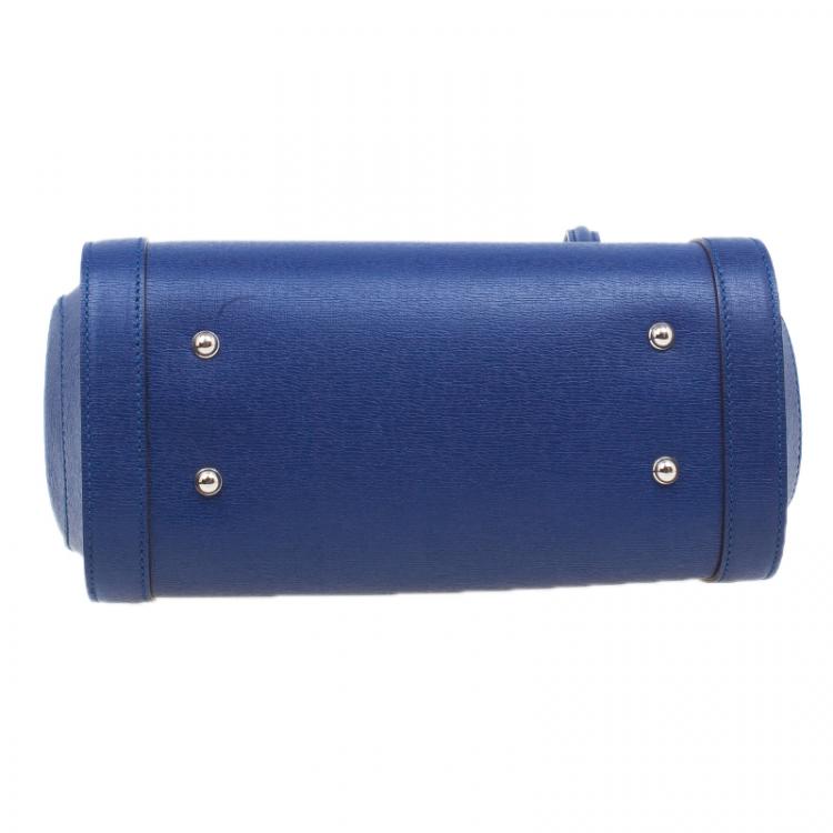 مملوكة مسبقًا Gucci Blue Leather Small Bamboo Top Handle Bag