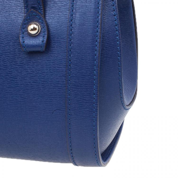 مملوكة مسبقًا Gucci Blue Leather Small Bamboo Top Handle Bag