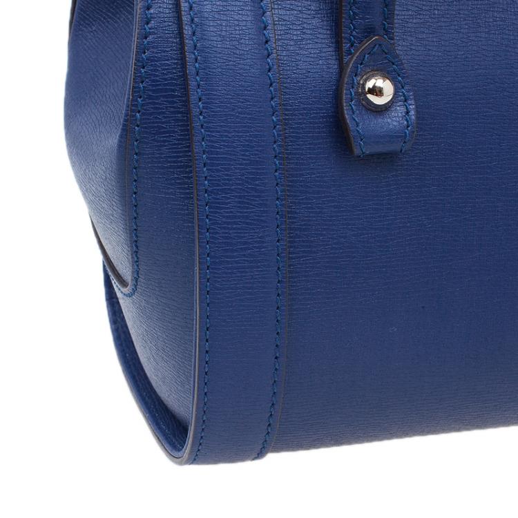 مملوكة مسبقًا Gucci Blue Leather Small Bamboo Top Handle Bag