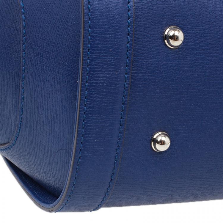 مملوكة مسبقًا Gucci Blue Leather Small Bamboo Top Handle Bag