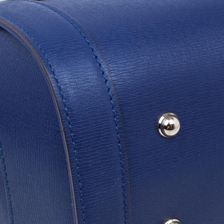 مملوكة مسبقًا Gucci Blue Leather Small Bamboo Top Handle Bag