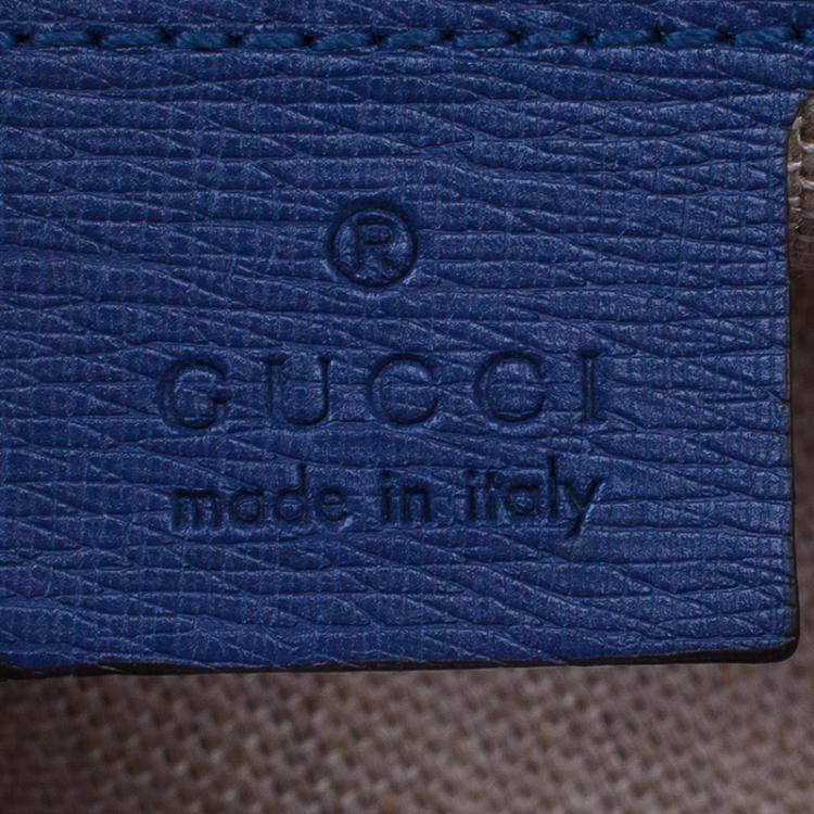 مملوكة مسبقًا Gucci Blue Leather Small Bamboo Top Handle Bag
