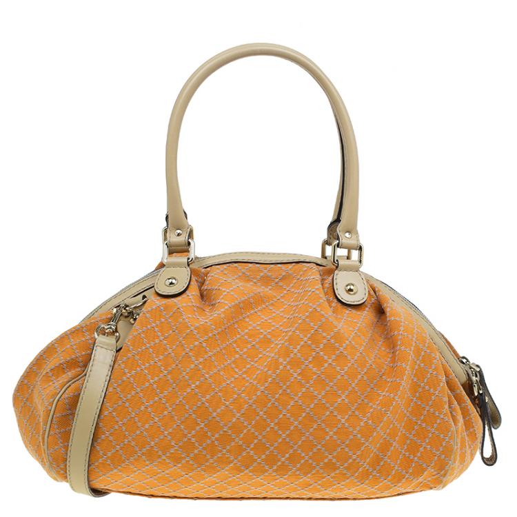 Pre Owned Gucci Orange Diamante Canvas Medium Sukey Boston Bag