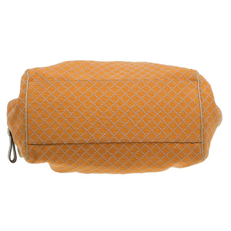 Pre Owned Gucci Orange Diamante Canvas Medium Sukey Boston Bag