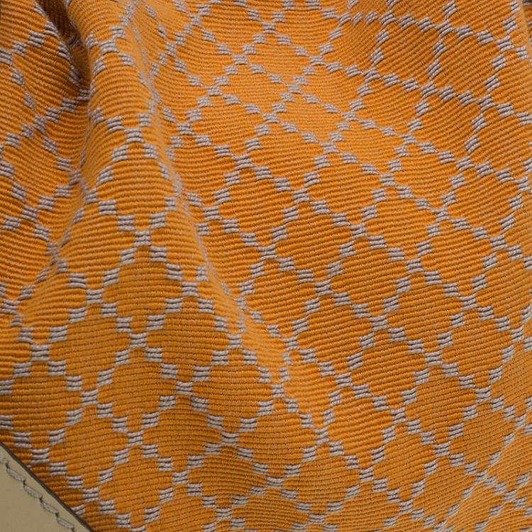 Pre Owned Gucci Orange Diamante Canvas Medium Sukey Boston Bag