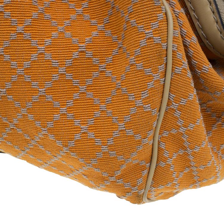 Pre Owned Gucci Orange Diamante Canvas Medium Sukey Boston Bag