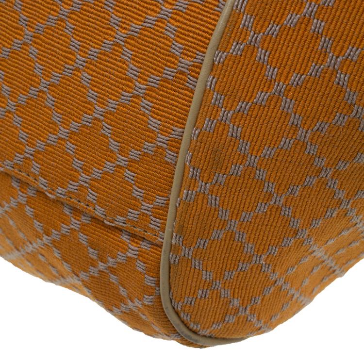 Pre Owned Gucci Orange Diamante Canvas Medium Sukey Boston Bag