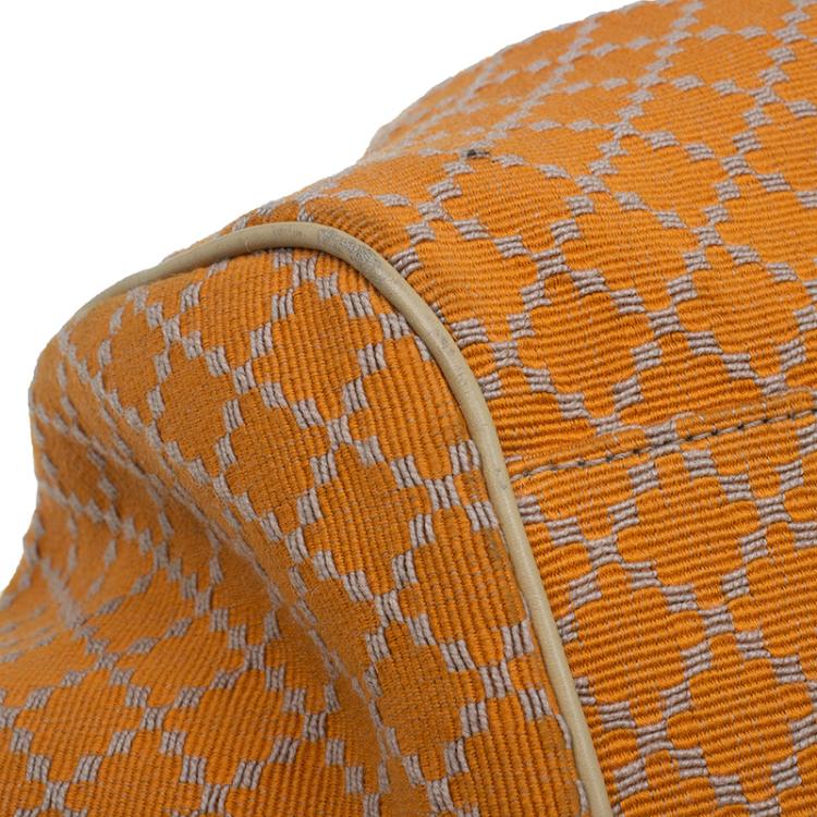 Pre Owned Gucci Orange Diamante Canvas Medium Sukey Boston Bag