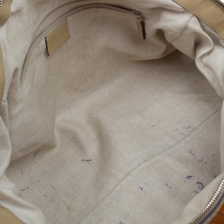 Pre Owned Gucci Orange Diamante Canvas Medium Sukey Boston Bag