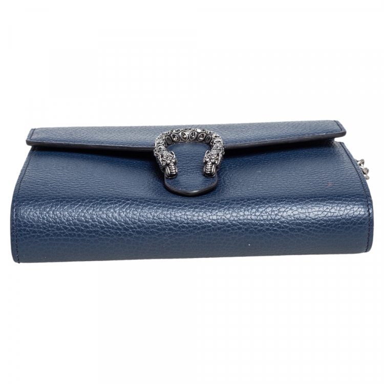 Pre Owned Gucci Blue Leather Dionysus Wallet On Chain