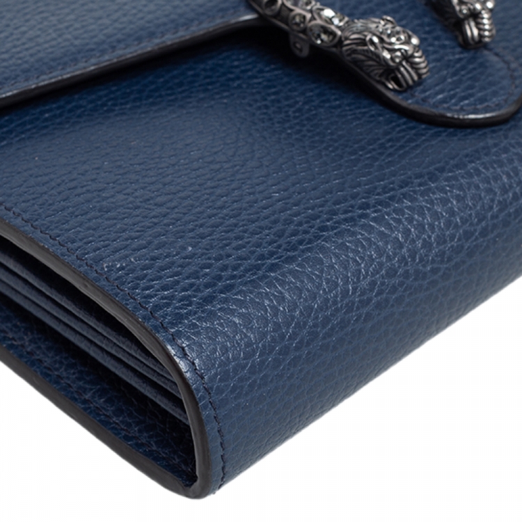 Pre Owned Gucci Blue Leather Dionysus Wallet On Chain