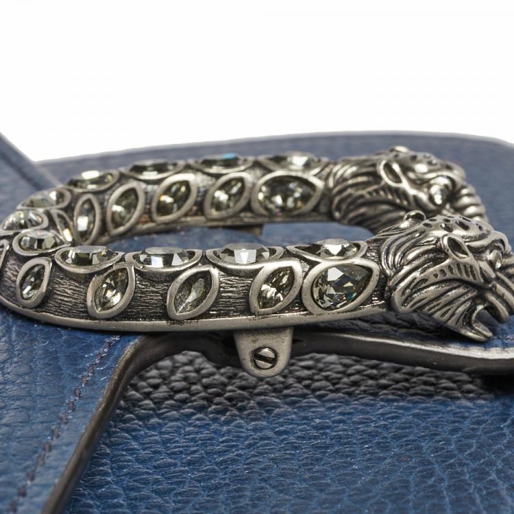 Pre Owned Gucci Blue Leather Dionysus Wallet On Chain