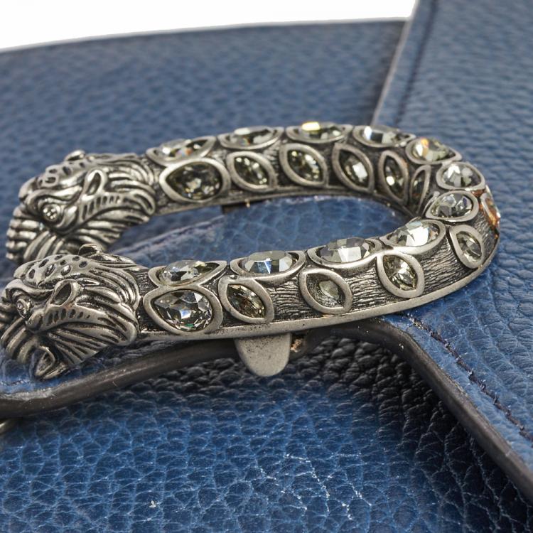 Pre Owned Gucci Blue Leather Dionysus Wallet On Chain