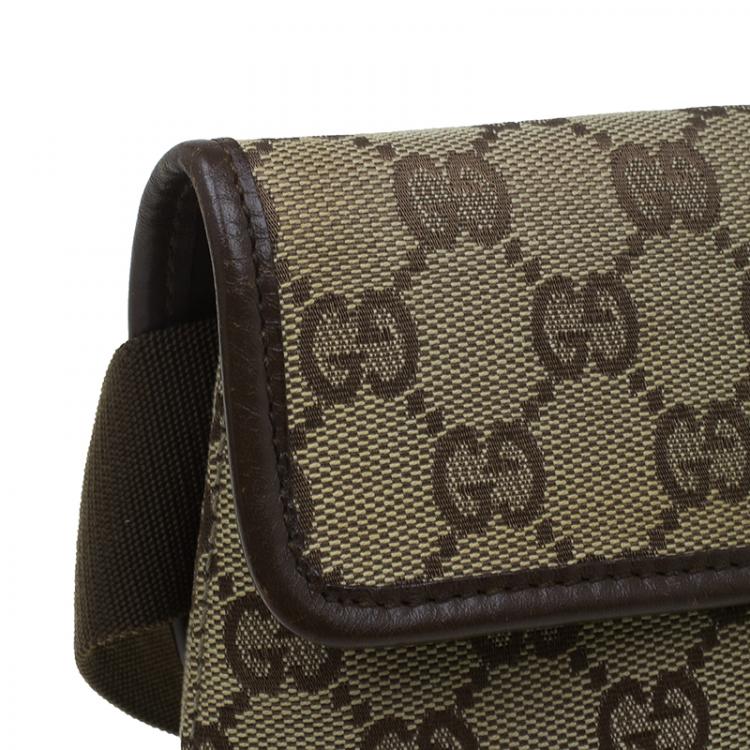 Pre Owned Gucci Beige / Ebony GG Canvas Belt Bag