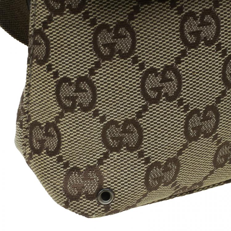 Pre Owned Gucci Beige / Ebony GG Canvas Belt Bag