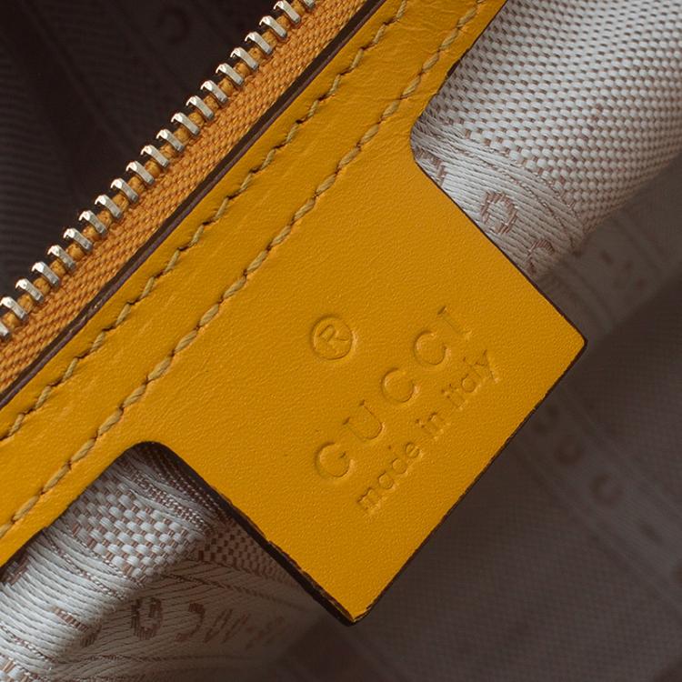 Pre Owned Gucci Yellow Bright Diamante Leather Small Top Handle Bag