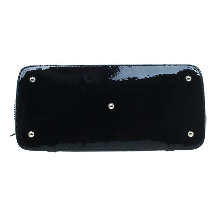 Pre Owned Gucci Black Microguccissima Patent Leather Medium Nice Top Handle Bag