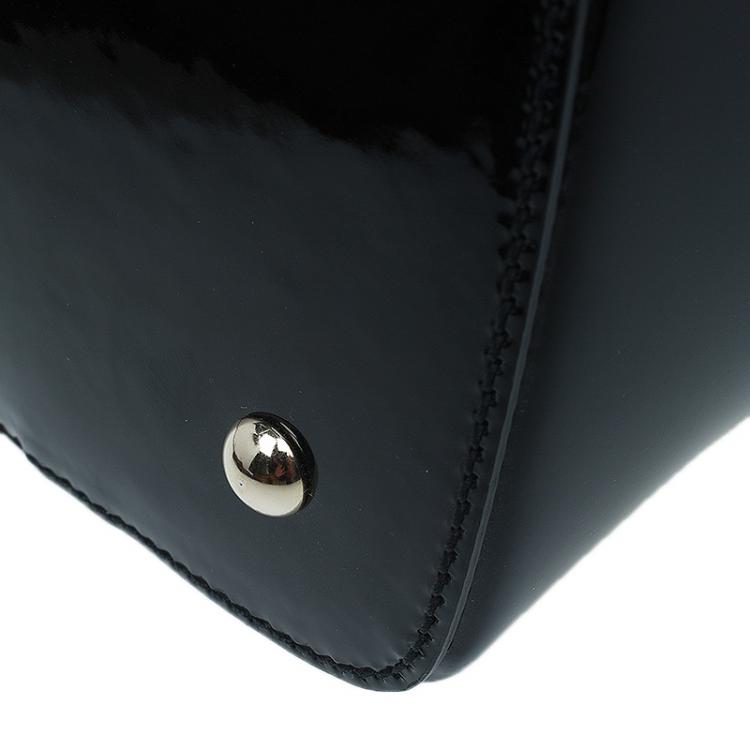 Pre Owned Gucci Black Microguccissima Patent Leather Medium Nice Top Handle Bag