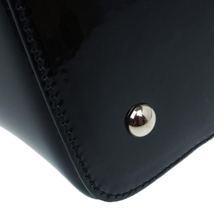 Pre Owned Gucci Black Microguccissima Patent Leather Medium Nice Top Handle Bag