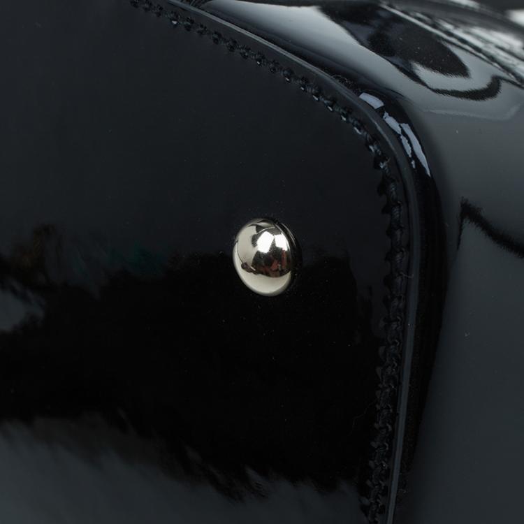 Pre Owned Gucci Black Microguccissima Patent Leather Medium Nice Top Handle Bag