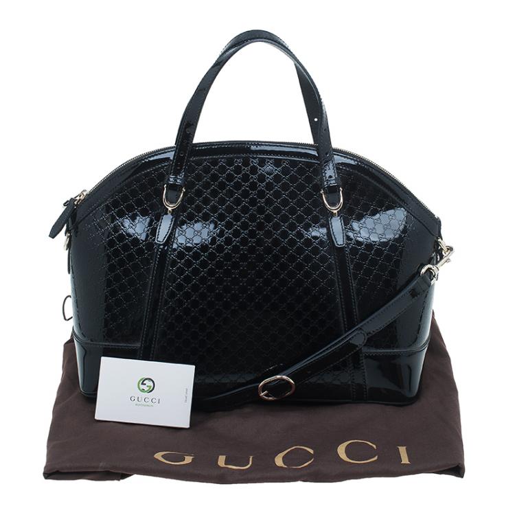 Pre Owned Gucci Black Microguccissima Patent Leather Medium Nice Top Handle Bag