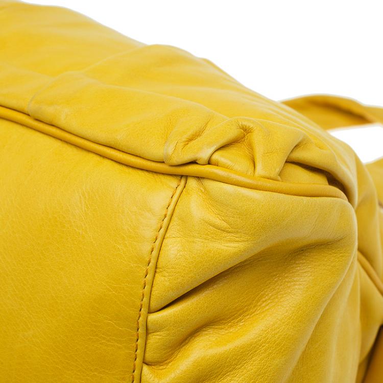 Pre Owned Gucci Yellow Leather Hysteria Top Handle Bag