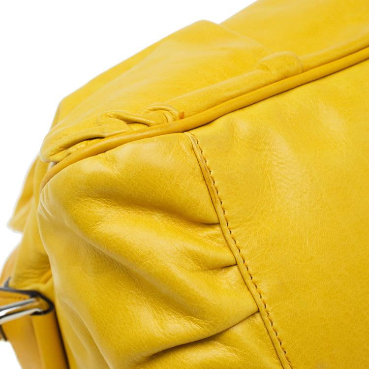 Pre Owned Gucci Yellow Leather Hysteria Top Handle Bag